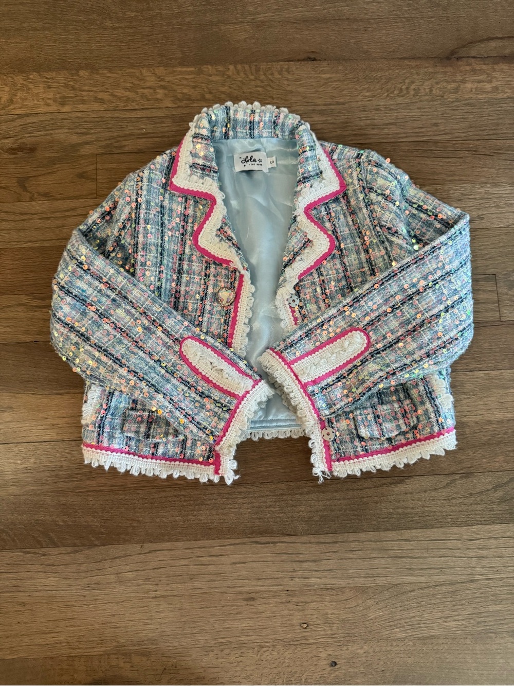 Lola + The Boys Coco Pastel Tweed Sequin Blazer Jacket